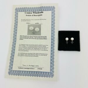 14k White Gold Freshwater Cultured Pearl Stud Earrings. 8.0- 8.5mm From Costco.